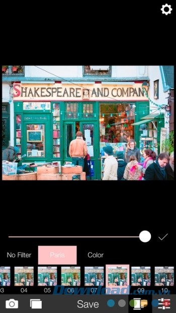 Chỉnh cường độ bộ lọc bằng thanh trượt