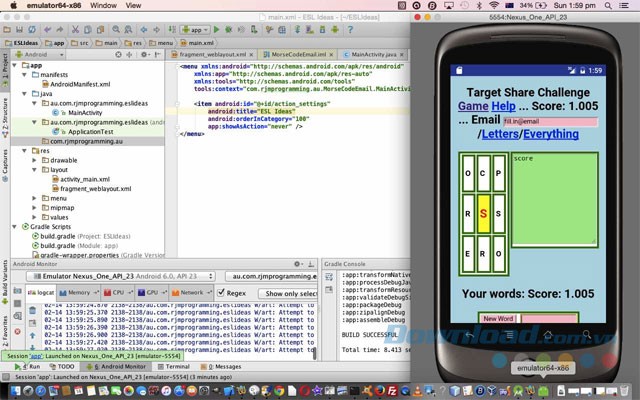 Chạy giả lập để test ứng dụng