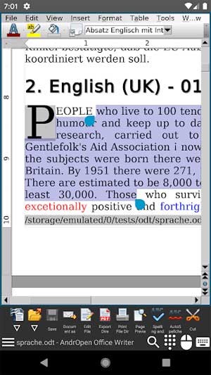 AndrOpen Office có giao diện giống như Windows