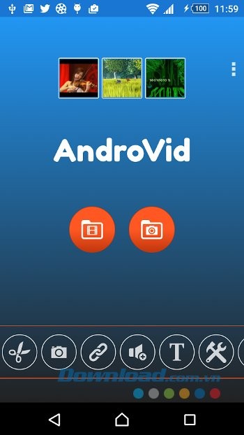 Giao diện ứng dụng AndroVid