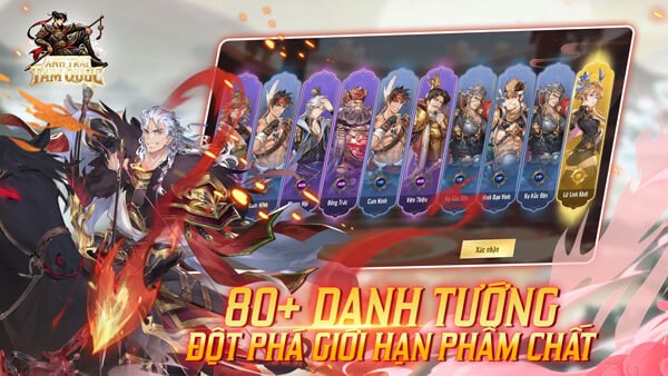 Lựa chọn từ 80 võ tướng mạnh mẽ
