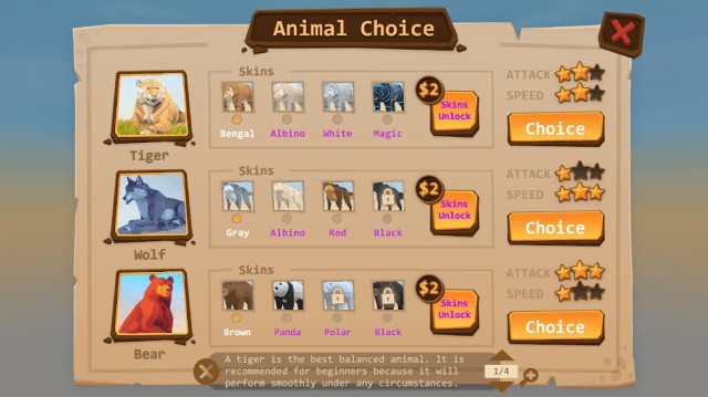 Chọn con vật bạn muốn trở thành trong game Animal Kingdom Online