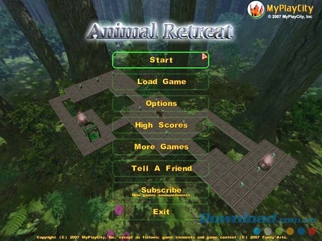 Giao diện chính của game Animal Retreat