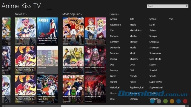 Sắp xếp phim theo thể loại thuận tiện cho người dùng tìm kiếm