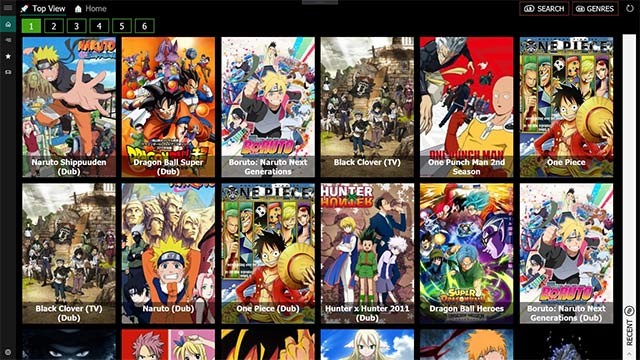 Giao diện ứng dụng xem phim hoạt hình Nhật Bản Anime Unlimited 2020