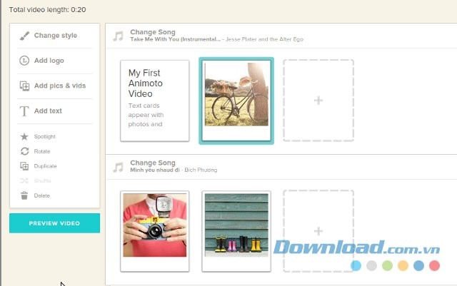 Thêm ảnh và nhạc vào video trên Animoto