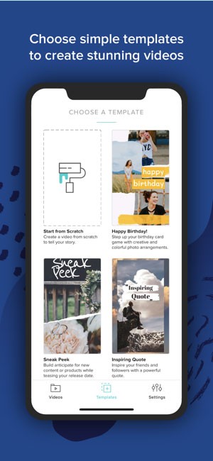 Animoto: Social Video Editor cung cấp hàng trăm template miễn phí