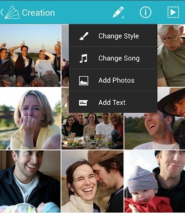 Chọn kiểu và bài hát đăng lên Animoto Video Maker cho Android
