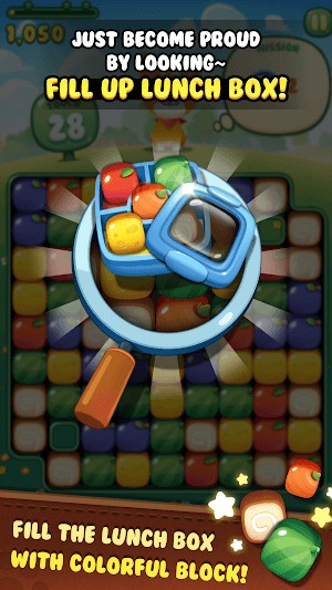 Lấp đầy hộp cơm trưa bằng các khối