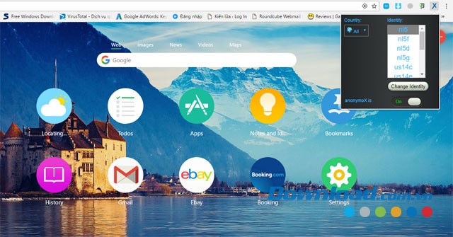 Giao diện chính của tiện ích mở rộng anonymoX cho Google Chrome