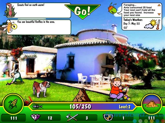 Giao diện chính của game Ant War