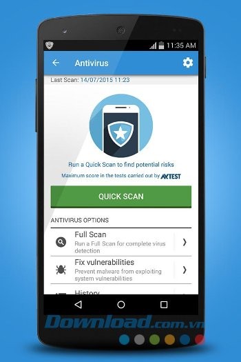 Tính năng Quick Scan của PSafe Antivirus Booster & Cleaner
