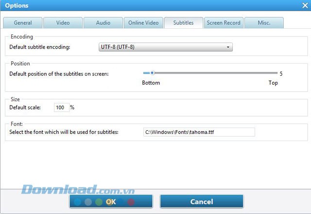 Thay đổi thiết lập cho phụ đề video