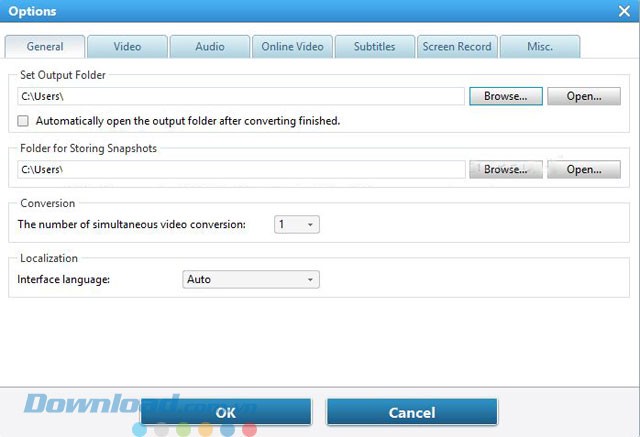 Các lựa chọn cài đặt chung
