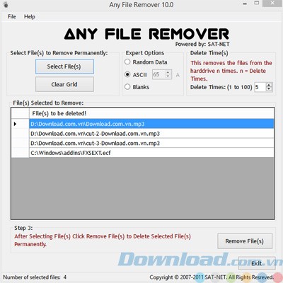 Chọn file cần xóa