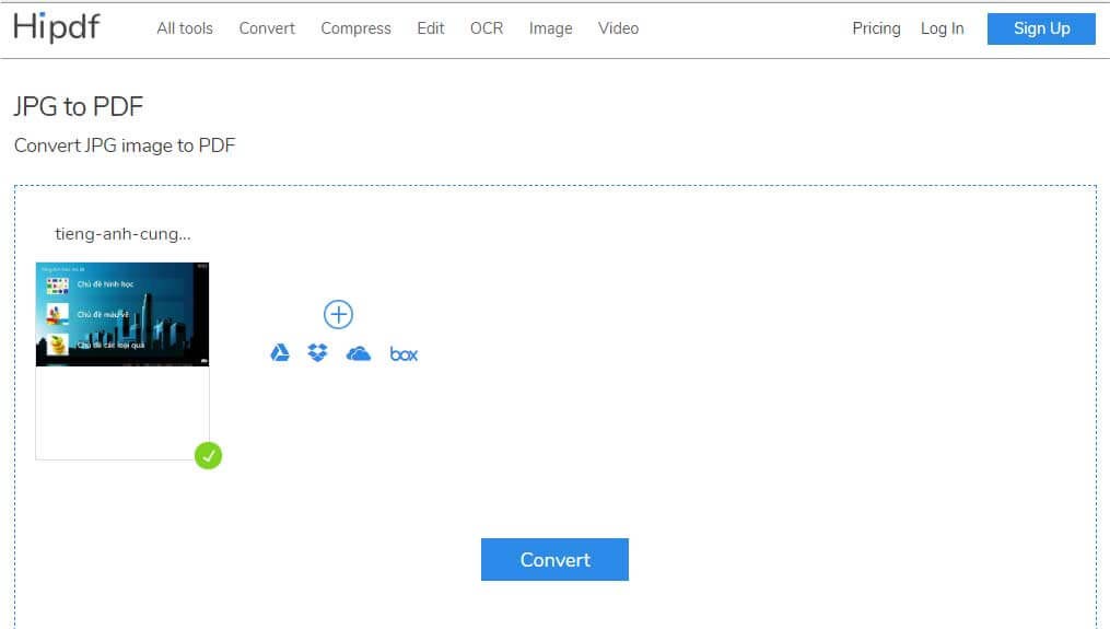 Giao diện đơn giản, dễ sử dụng của JPG to PDF