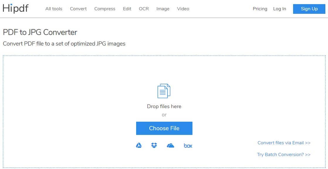 Giao diện PDF to JPG Converter