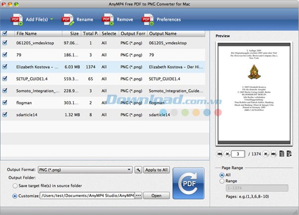 AnyMP4 Free Mac PDF to PNG Converter