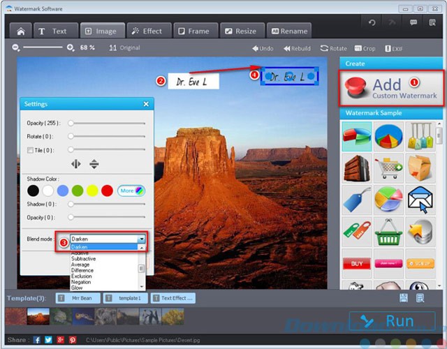 Giao diện của Watermark Software