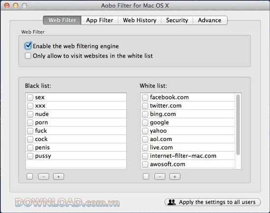 Aobo Internet Filter for Mac Standard