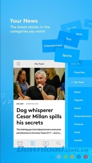 AOL cho iOS chia tin tức theo danh mục