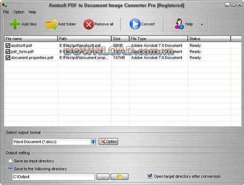 Aostsoft PDF to Document Image Converter Pro