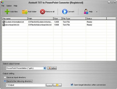 Aostsoft TXT to PowerPoint Converter