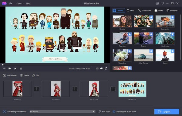 Giao diện chính của phần mềm làm video Apeaksoft Slideshow Maker