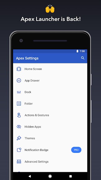 Apex Launcher cho Android mới