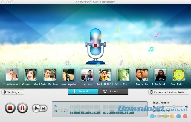 Giao diện phần mềm ghi âm chất lượng cao Apowersoft Audio Recorder cho Mac