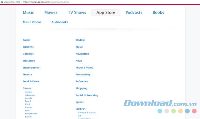 Các chuyên mục trên App Store