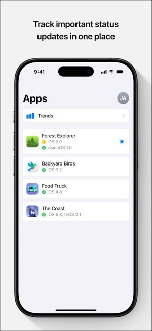 App Store Connect cho bạn theo dõi các ứng dụng mà mình đã upload lên App Store