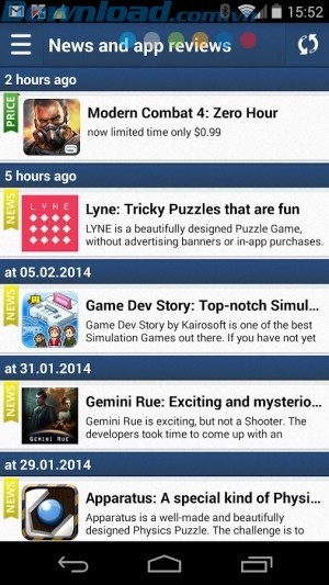 Nhận tin tức và đánh giá ứng dụng