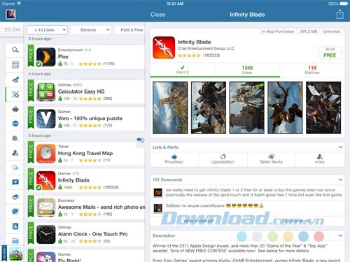Nhận thông báo giảm giá và ứng dụng đang miễn phí