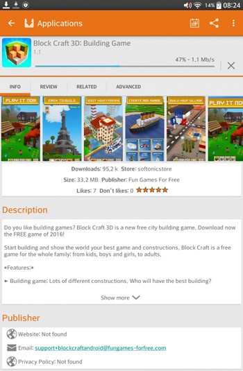 Tốc độ tải về tương được với ở Google Play