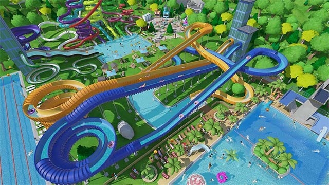 Thiết kế và xây dựng hệ thống máng trượt nước, hồ bơi và phòng tắm hôi trong Aquapark Tycoon