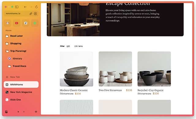 Trình duyệt Arc có giao diện trang nhã và gọn gàng