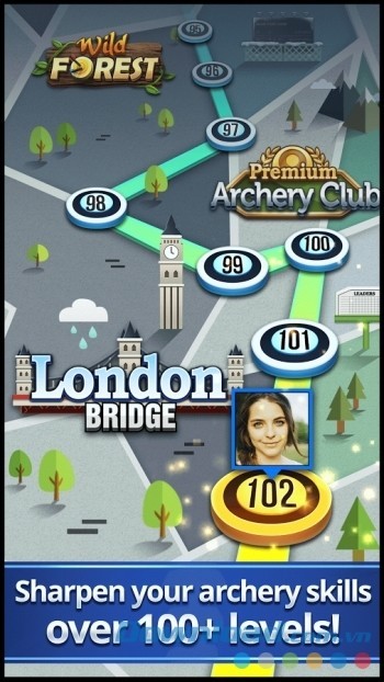 Bản đồ game với hơn 100 cấp độ