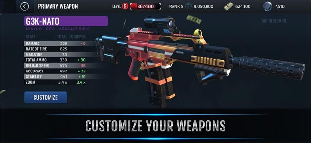 Armed Heist cho phép người chơi tùy chỉnh vũ khí