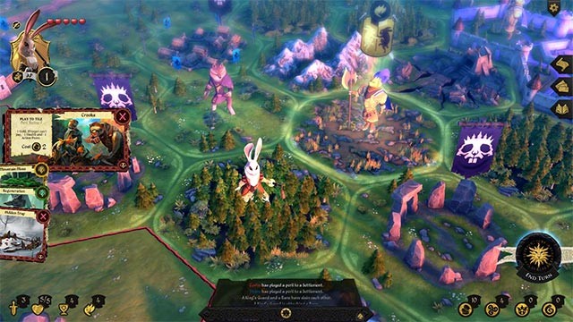 Rút thẻ bài và thả xúc xắc để thực hiện các hành động trong khi chơi Armello