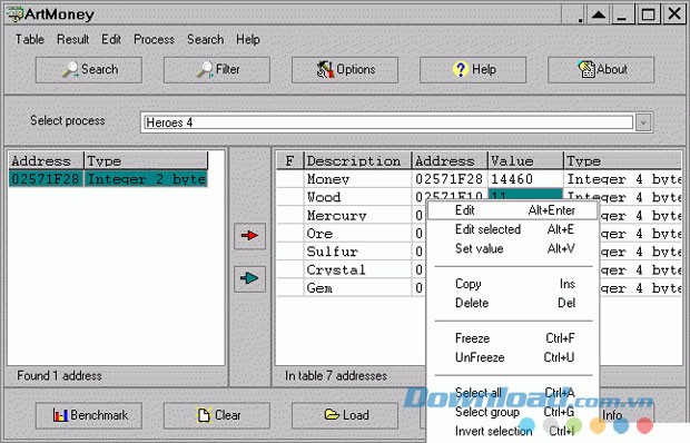 Thay đổi thông số game với ArtMoney