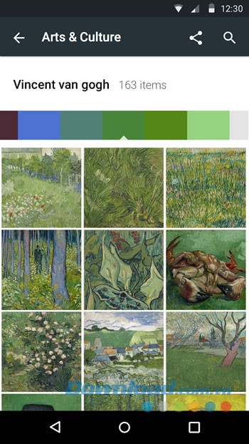 Giao diện sử dụng của ứng dụng Google Arts & Culture