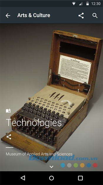 Giao diện sử dụng của ứng dụng Google Arts & Culture