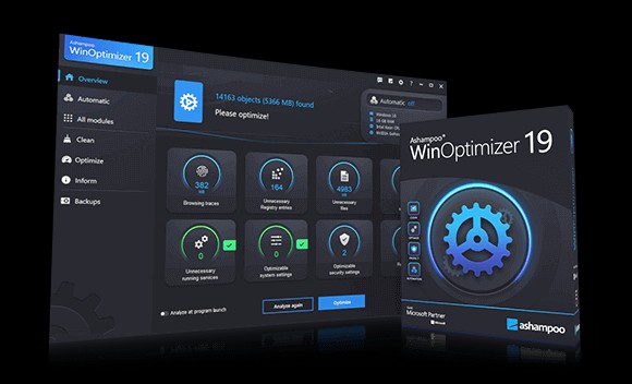 Giao diện Ashampoo WinOptimizer 19