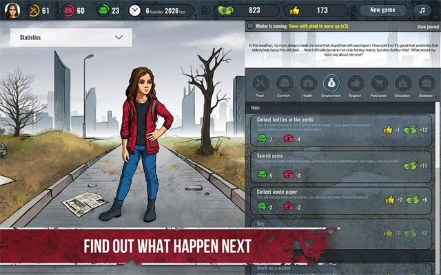 Kiểm soát các chỉ số sức khỏe, hạnh phúc và cơn đói của Ashley