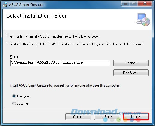 Chọn thư mục cài đặt