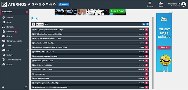 Aternos liên tục được cập nhật với những tính năng tạo server Minecraft và chơi game tuyệt vời