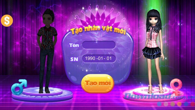 Tạo nhân vật trước khi chơi game Au Mobile
