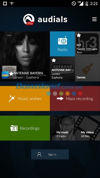 Giao diện ứng dụng Audials Radio cho Android