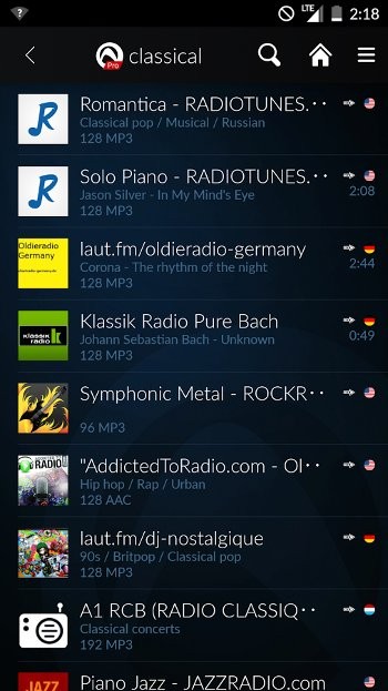 Tìm kiếm mọi bài hát yêu thích với Audials Radio cho Android